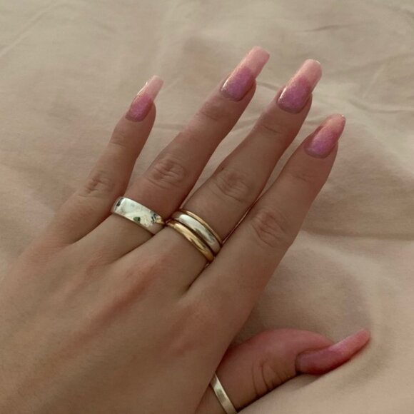 Evry Jewels Silver Tone Chunky Pink Heart Bandring - Picture 5 of 8